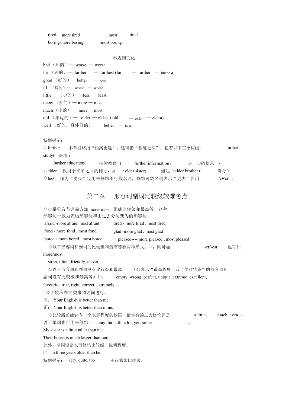 英语常见形容词及比较级最高级变化一览表_第3页