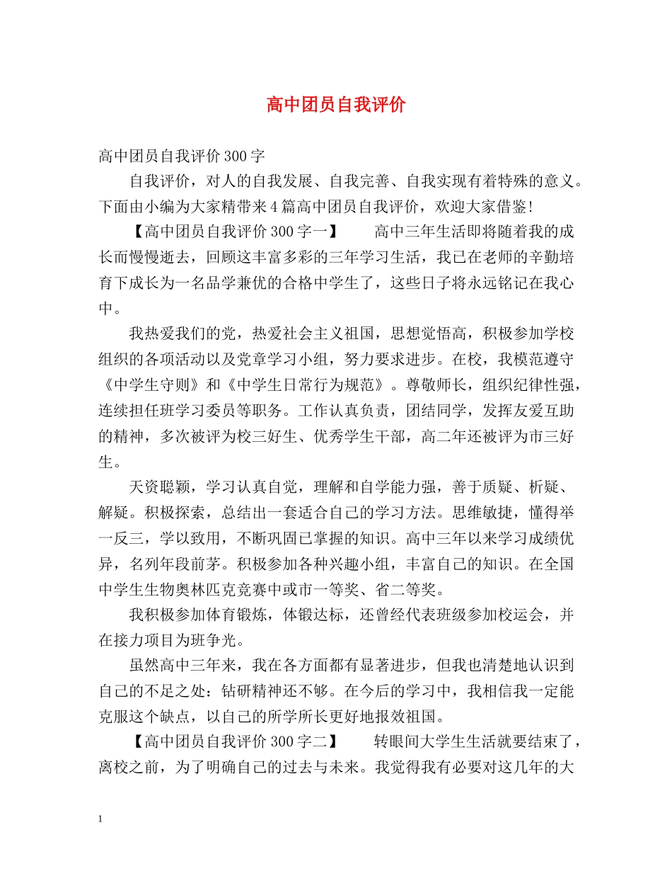 高中团员自我评价 _第1页