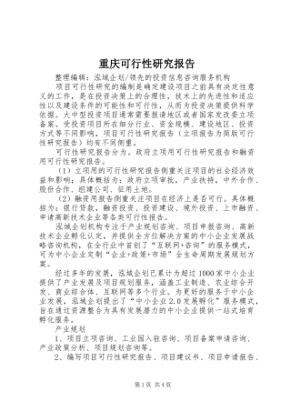重庆可行性研究报告