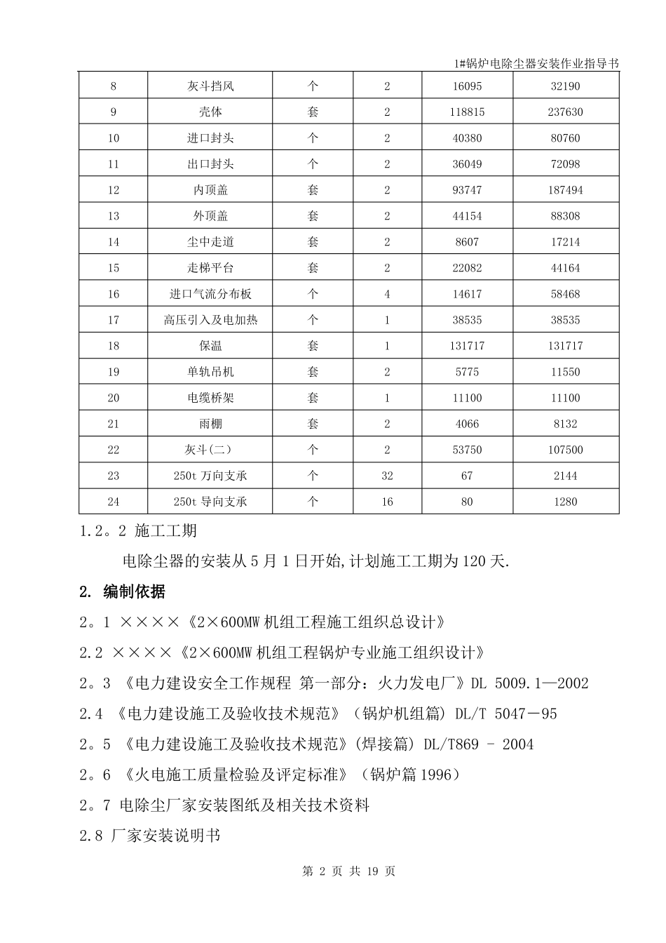 电除尘钢支架及本体安装作业指导书_第2页