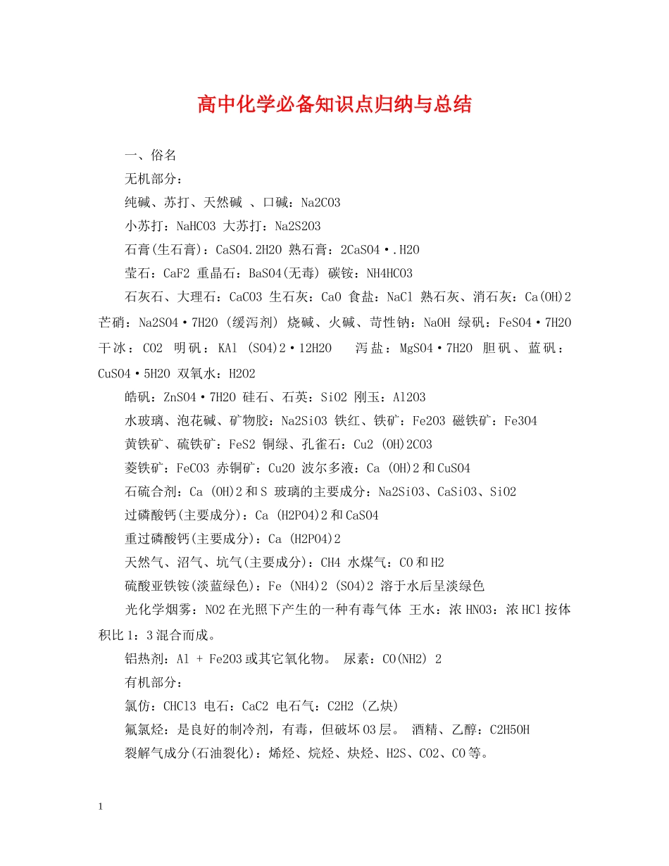 高中化学必备知识点归纳与总结 _第1页