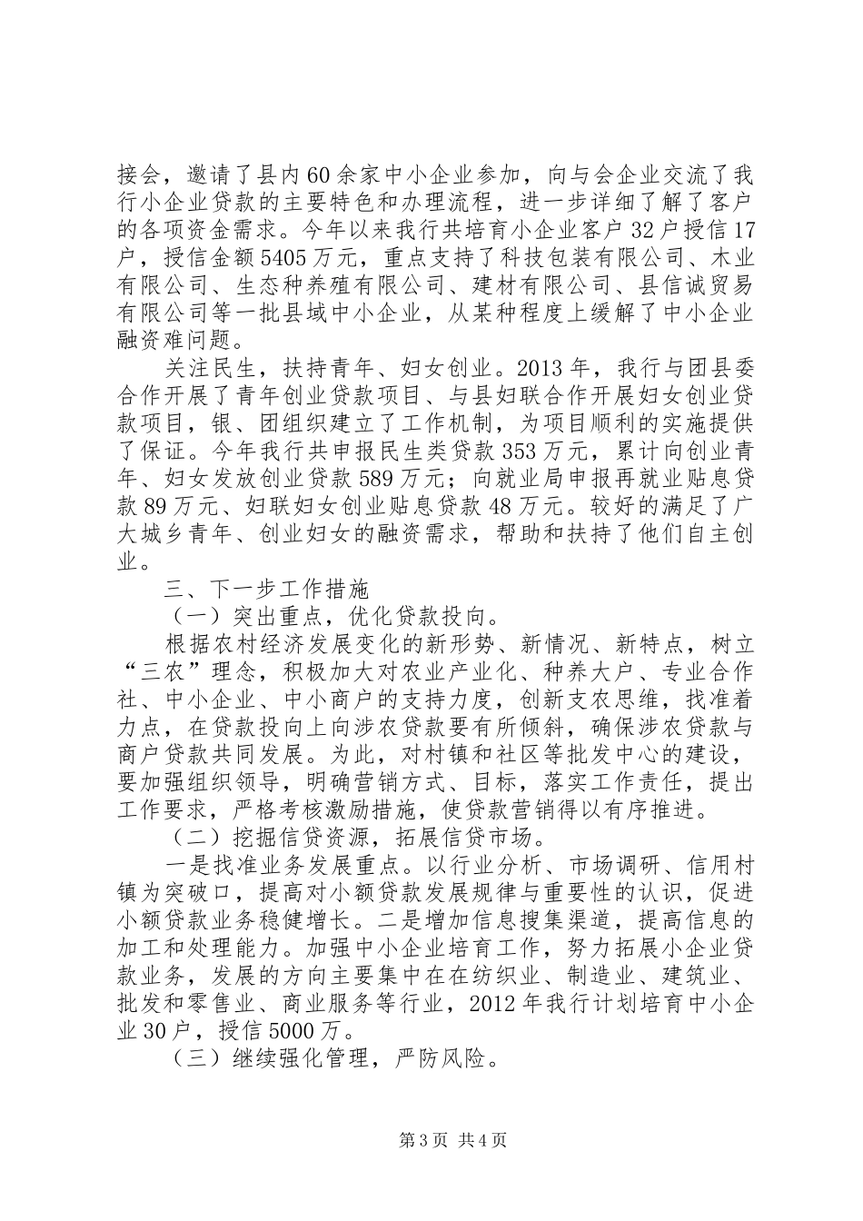 邮政储蓄银行信贷投放工作汇报材料_第3页