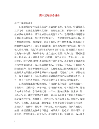 高中三年综合评价 