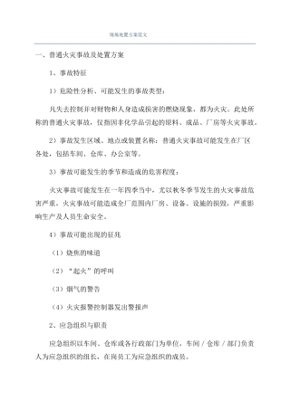 现场处置方案范文