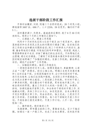 选派干部阶段工作汇报