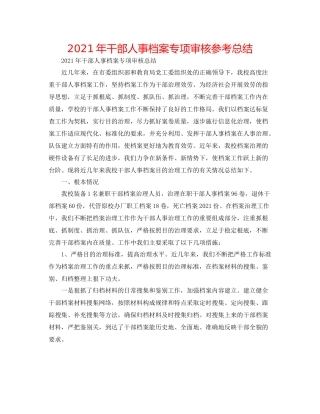 2021年干部人事档案专项审核参考总结