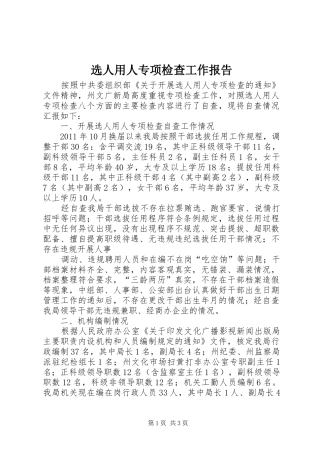选人用人专项检查工作报告