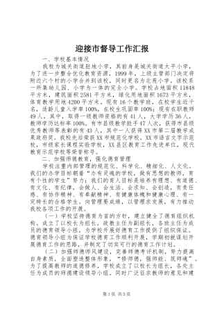 迎接市督导工作汇报