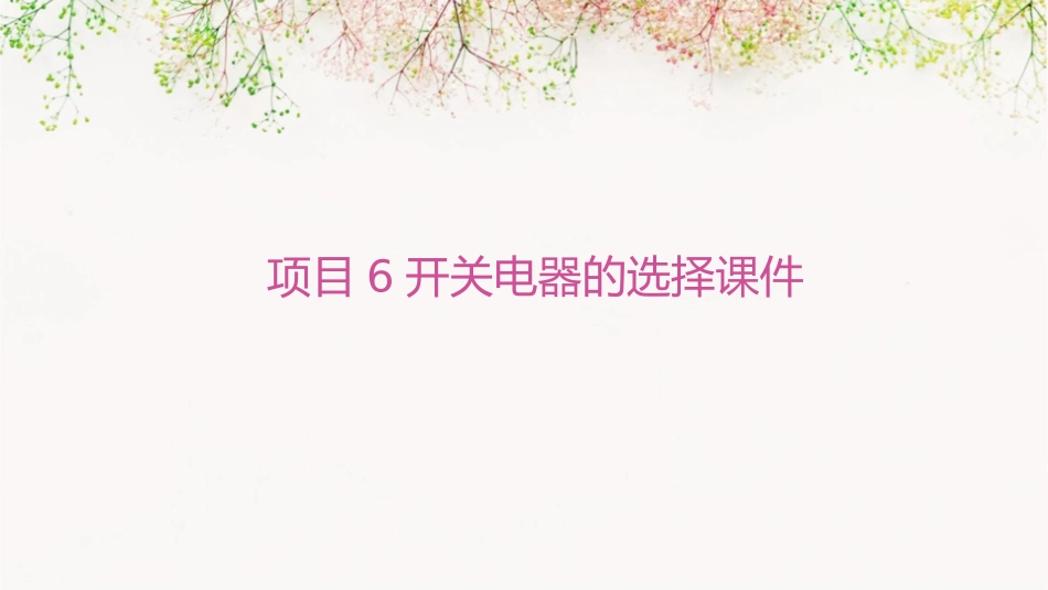 项目6开关电器的选择课件_第1页