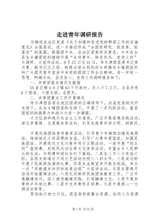 走进青年调研报告