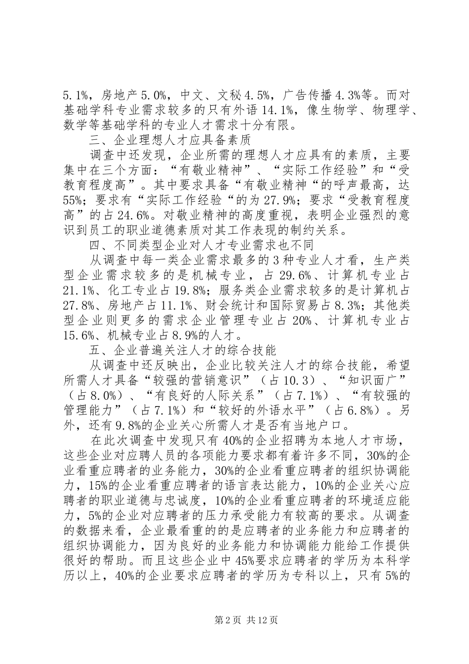 走访人才市场报告_第2页