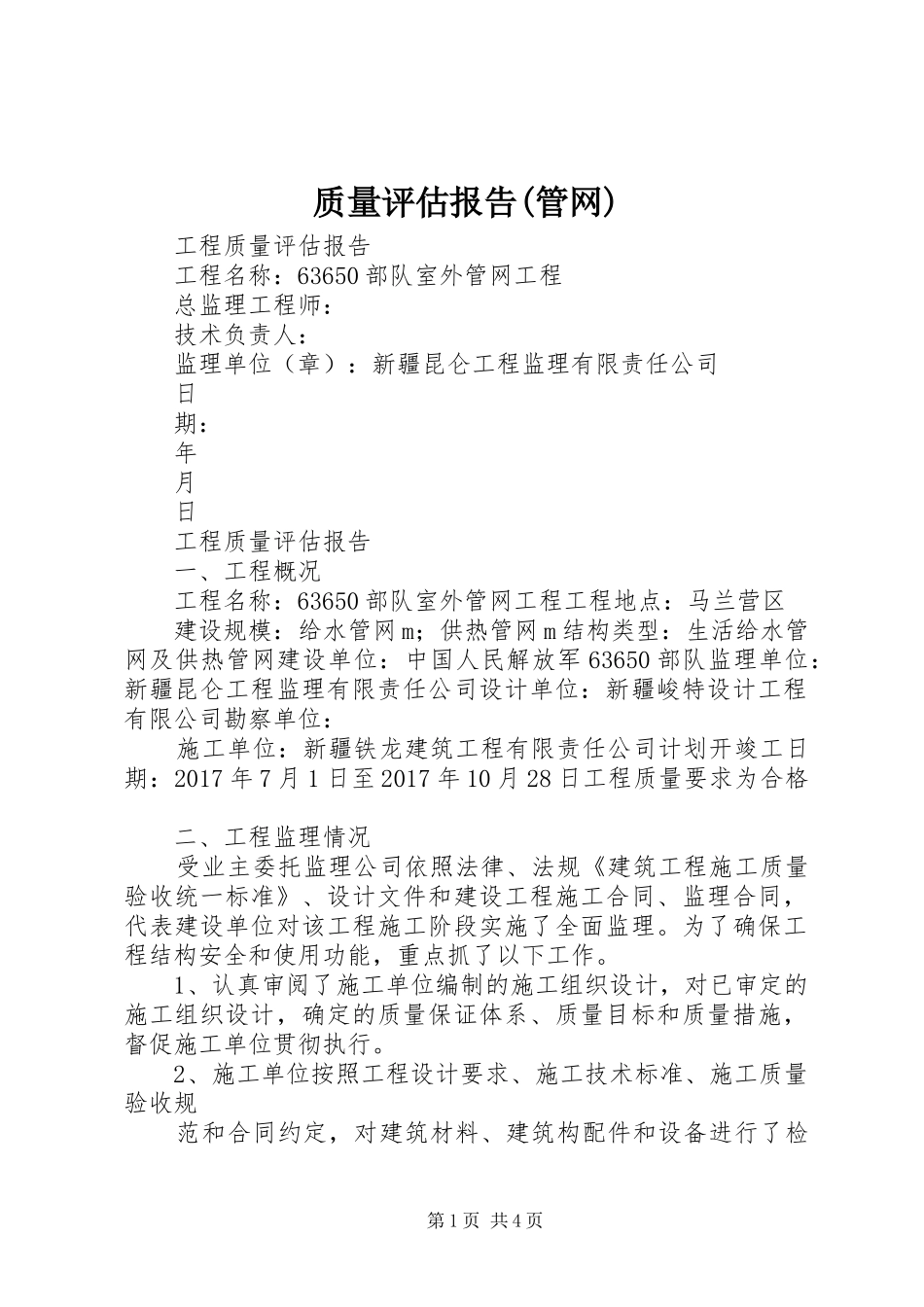 质量评估报告(管网)_第1页