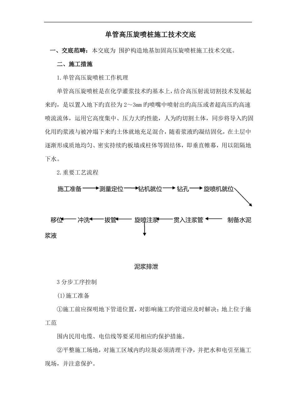 单管高压旋喷桩施工技术交底_第1页