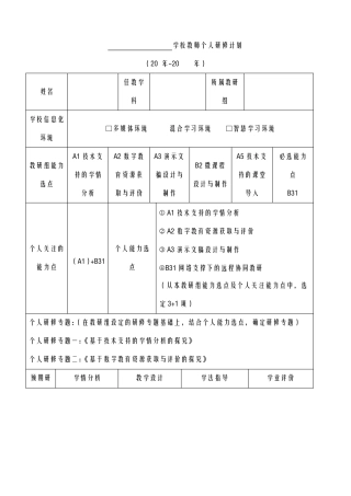 信息技术0教师个人研修计划