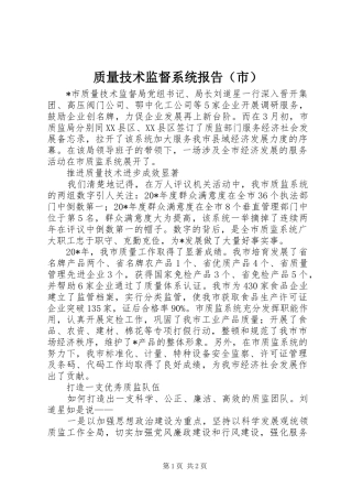 质量技术监督系统报告（市）