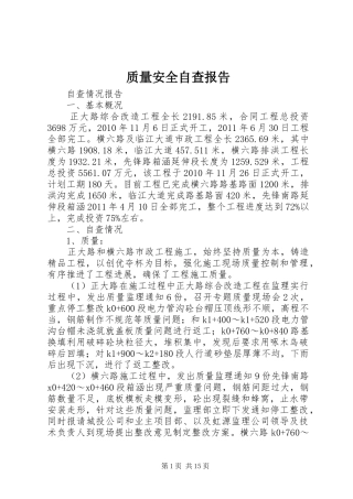 质量安全自查报告