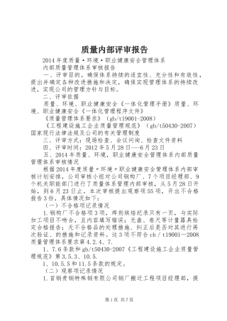 质量内部评审报告