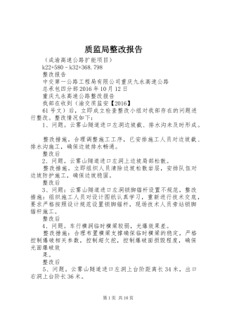 质监局整改报告