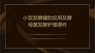 小型发酵罐的应用及酵母菌发酵护理课件