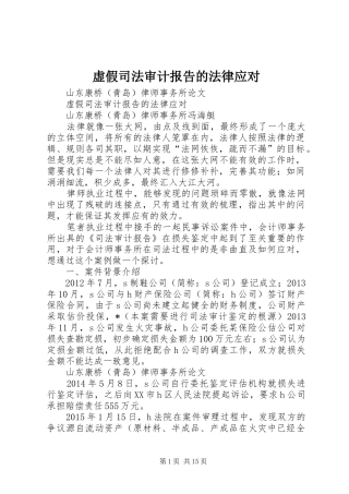 虚假司法审计报告的法律应对