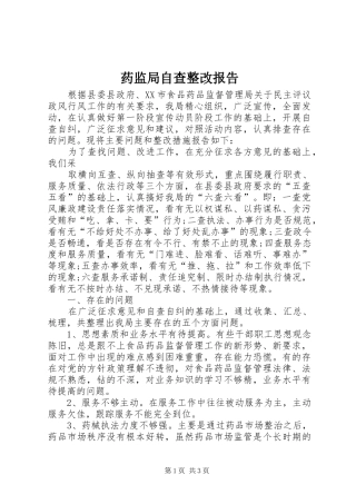 药监局自查整改报告
