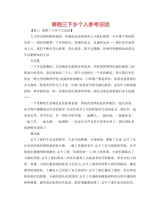 寒假三下乡个人参考总结
