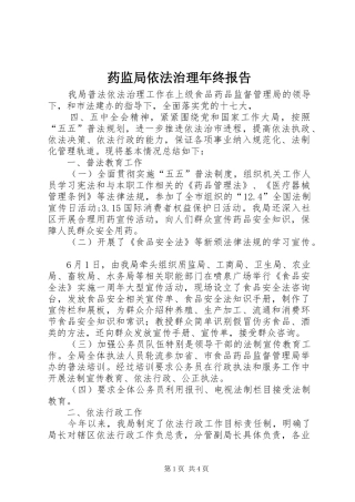 药监局依法治理年终报告
