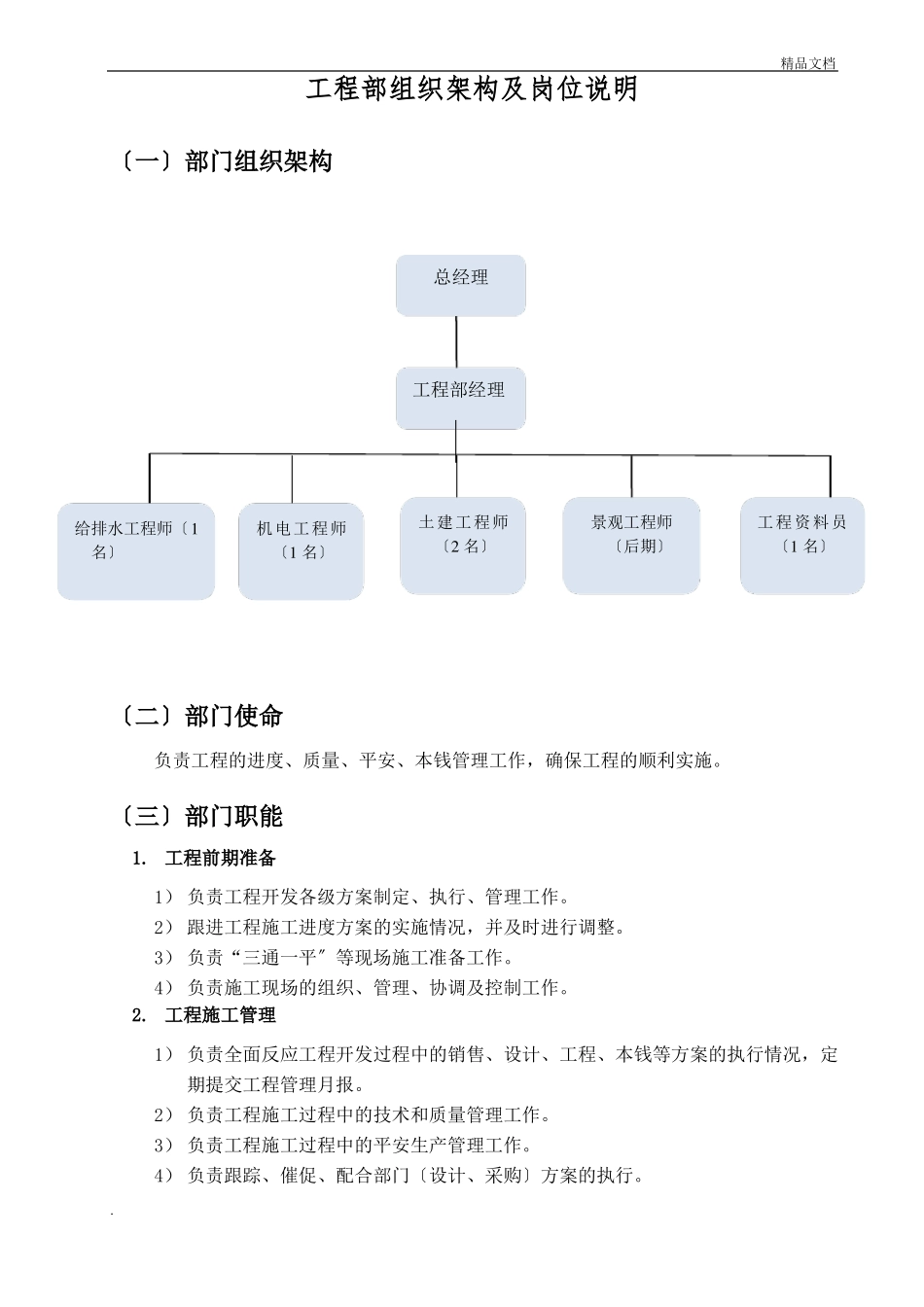 工程部组织架构及岗位说明_第1页