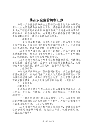 药品安全监管机制汇报