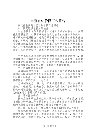 自查自纠阶段工作报告