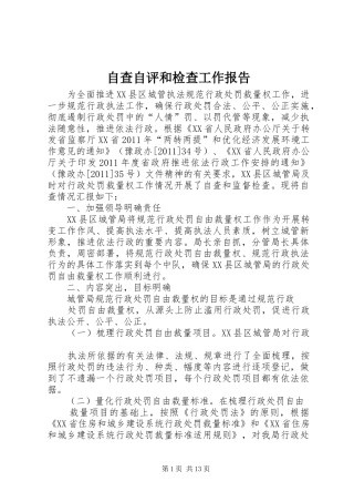 自查自评和检查工作报告