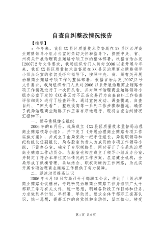 自查自纠整改情况报告
