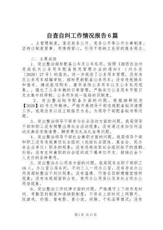 自查自纠工作情况报告6篇