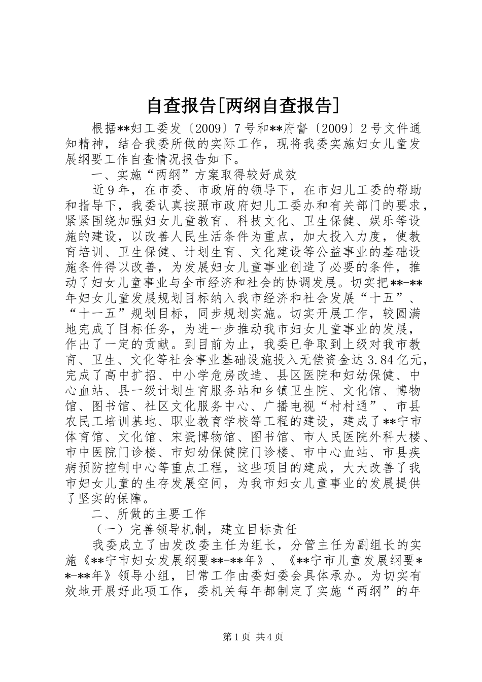 自查报告[两纲自查报告]_第1页