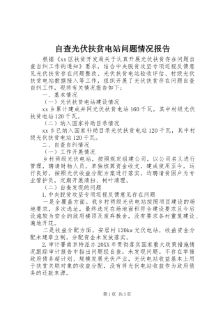 自查光伏扶贫电站问题情况报告