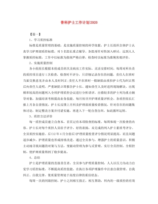 骨科护士工作计划2020 
