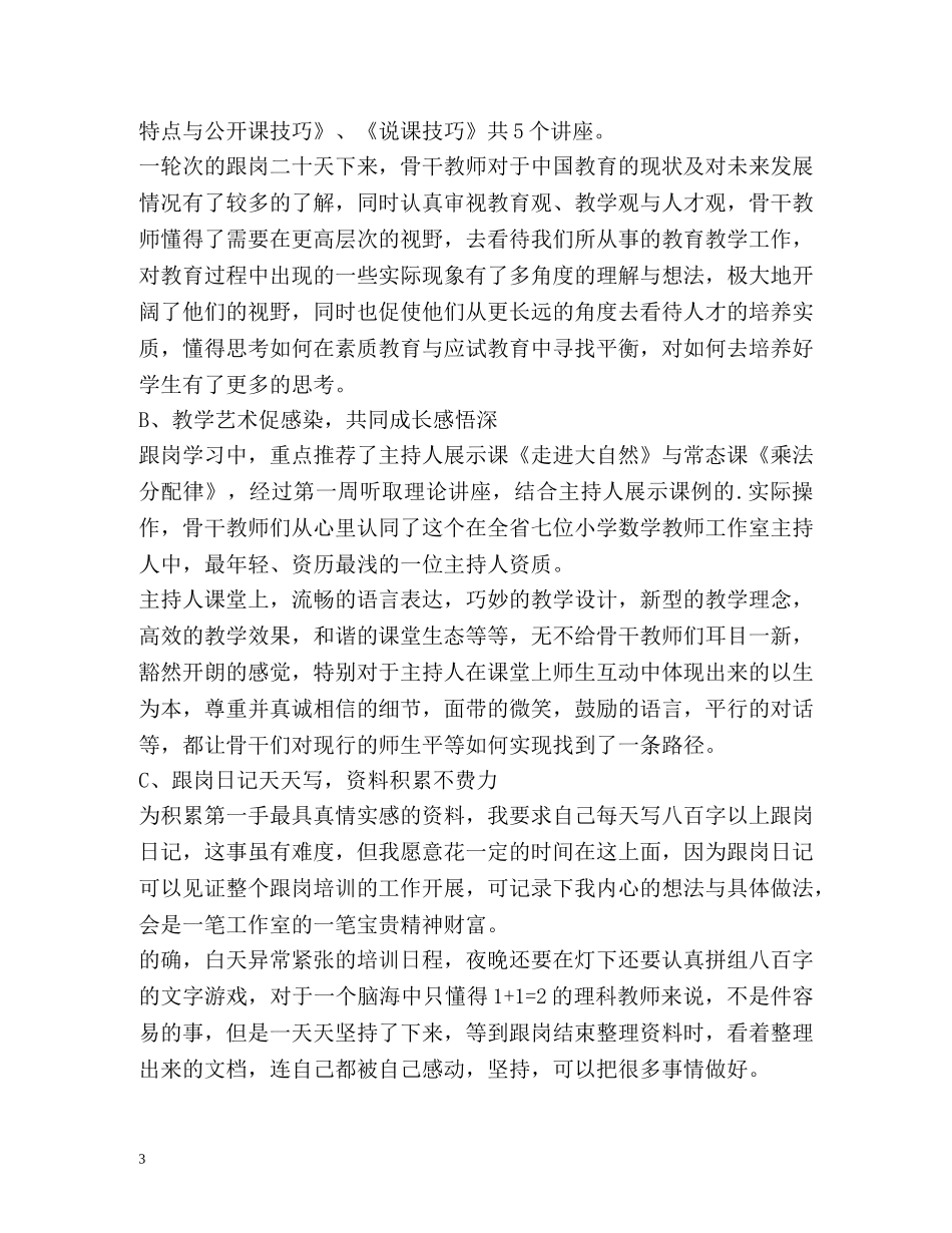 骨干教师跟岗学习工作总结 _第3页