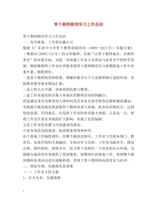 骨干教师跟岗学习工作总结 