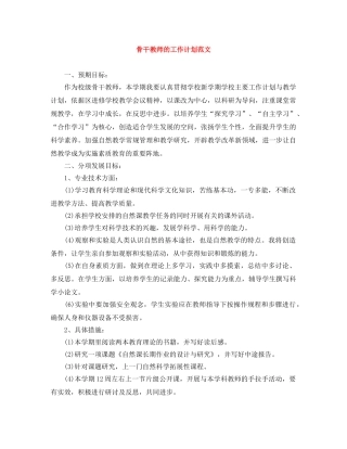 骨干教师的工作计划范文 