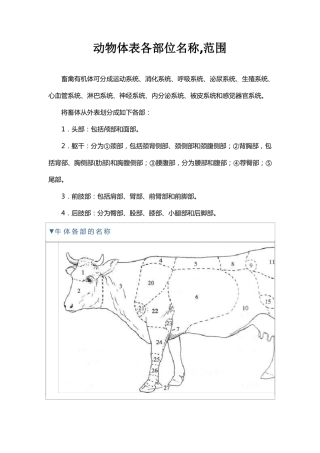 动物体表各部位名称,范围