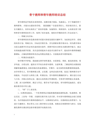 骨干教师和青年教师培训总结 