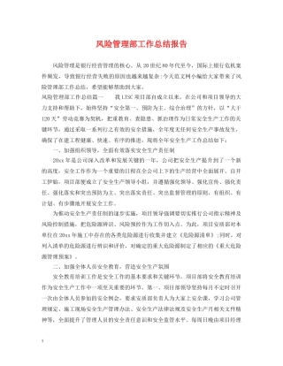 风险管理部工作总结报告 