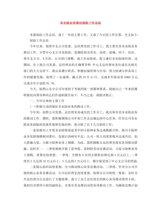 非水险业务推动保险工作总结 