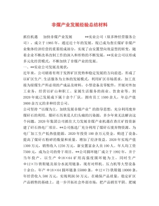 非煤产业发展经验总结材料 