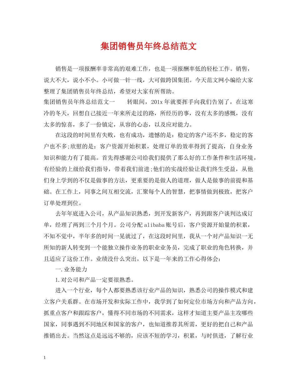 集团销售员年终总结范文 _第1页