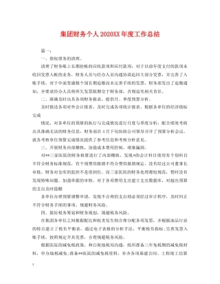 集团财务个人2020XX年度工作总结 