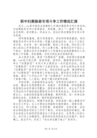 职中扫黑除恶专项斗争工作情况汇报
