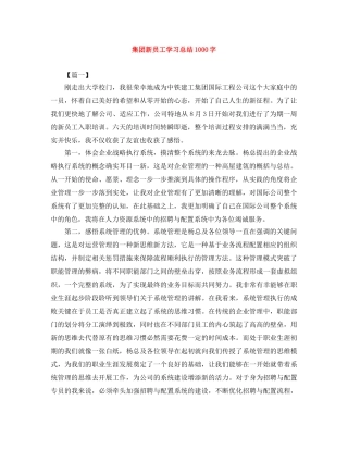 集团新员工学习总结1000字 