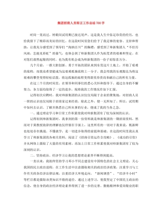 集团招商人员转正工作总结700字 