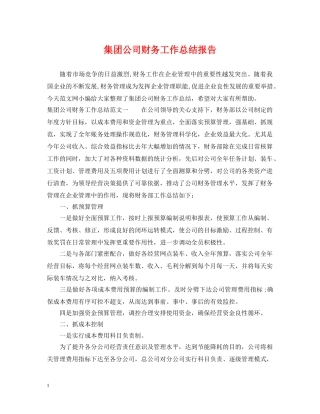 集团公司财务工作总结报告 